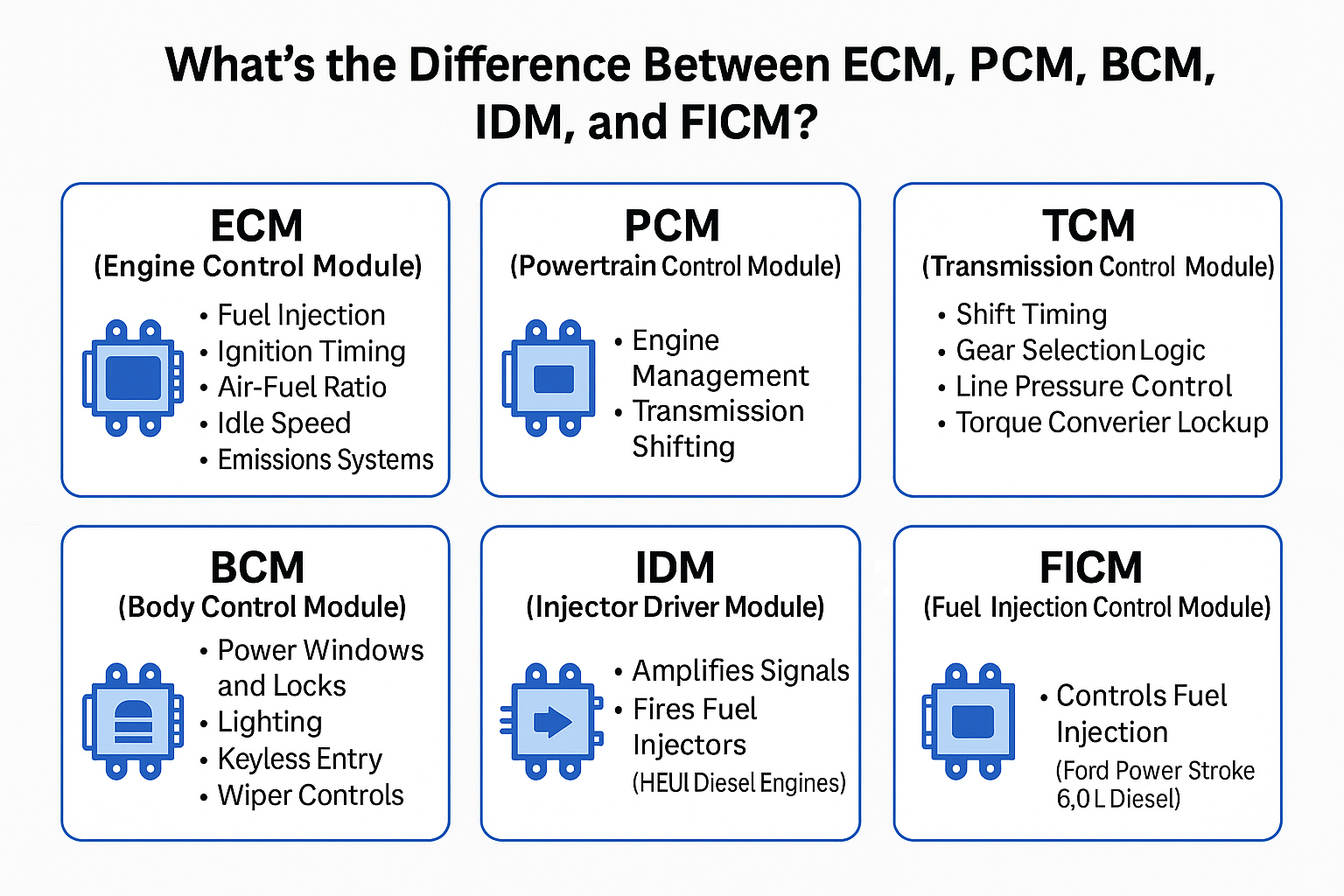 ECM vs PCM vs TCM: Key Automotive Module Differences